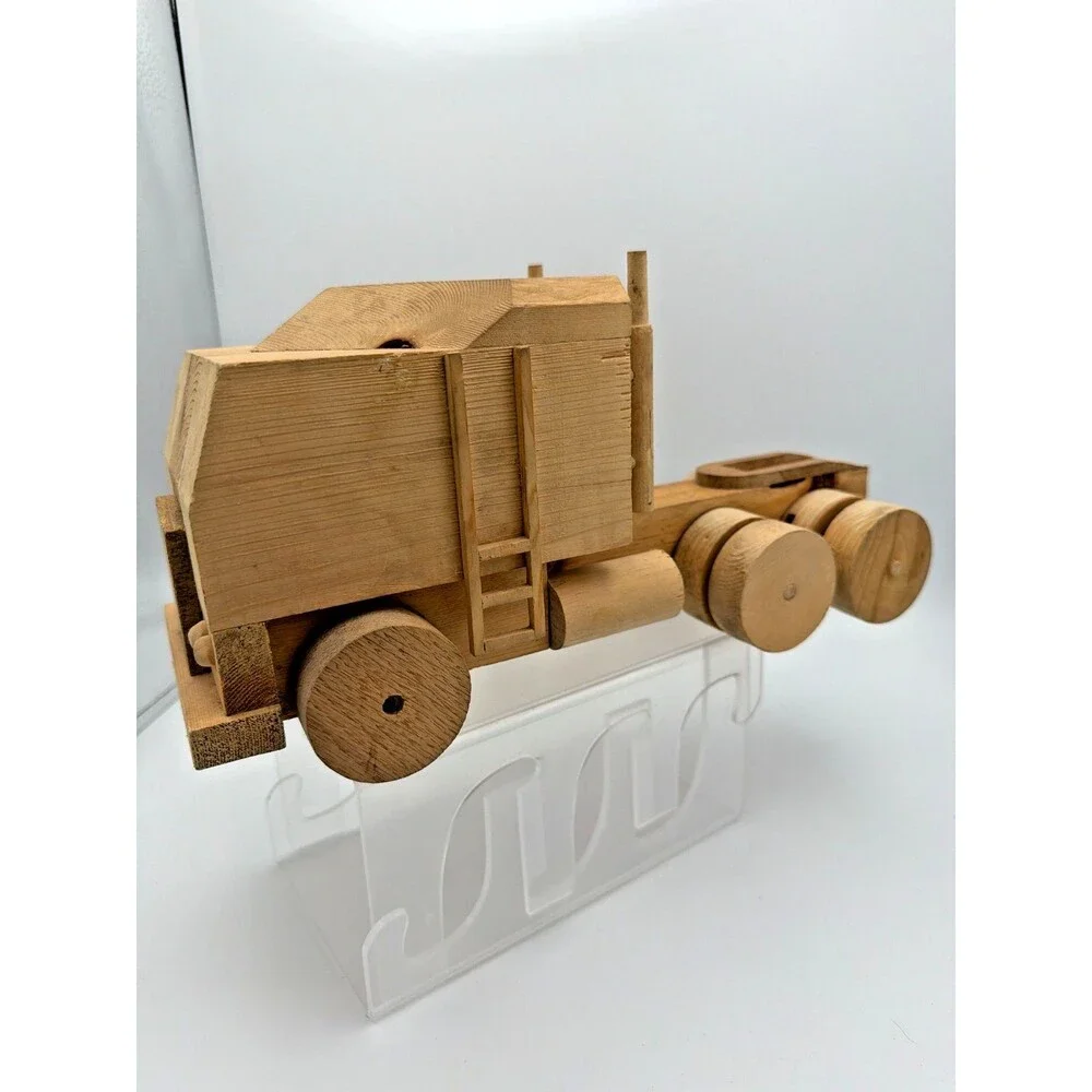 Handmade Wooden Toy Truck Vintage Rustic Folk Art Wood‎ Vehicle Decor